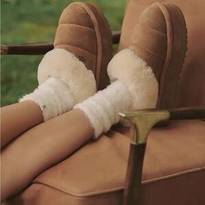 UGG Brown and Cream Cozy Slippers